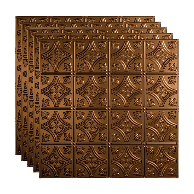 FASÄDE Traditional Style 1 Decorative Vinyl 2ft x 2ft Lay in Ceiling Panel in Oil Rubbed Bronze (5 Pack) - 5 Pack - Oil Rubbed Bronze