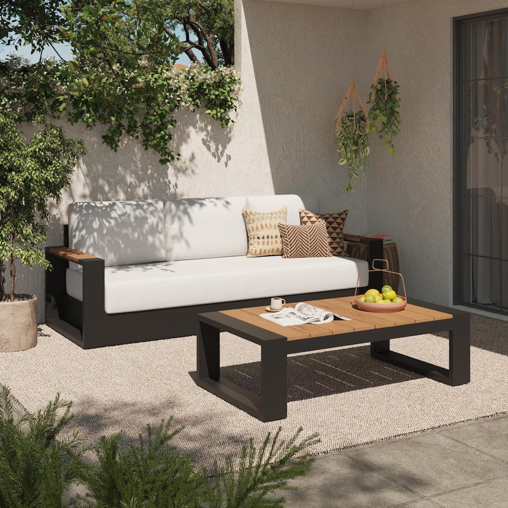 Modern 2-Piece Outdoor Conversation Set with Coffee Table