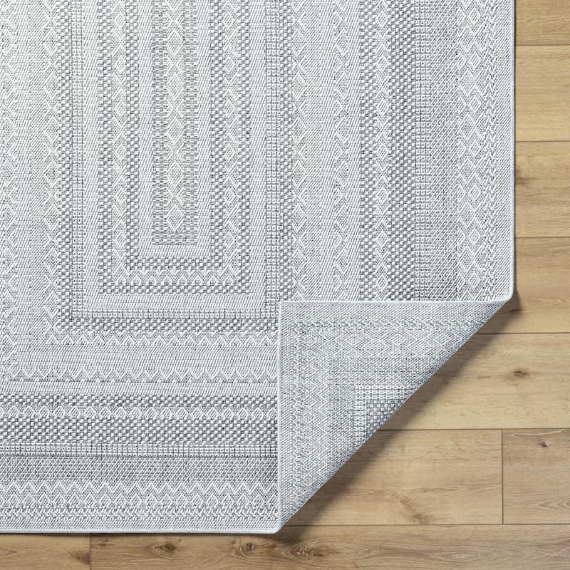 Livabliss Pismo Beach Cottage Border Outdoor Area Rug