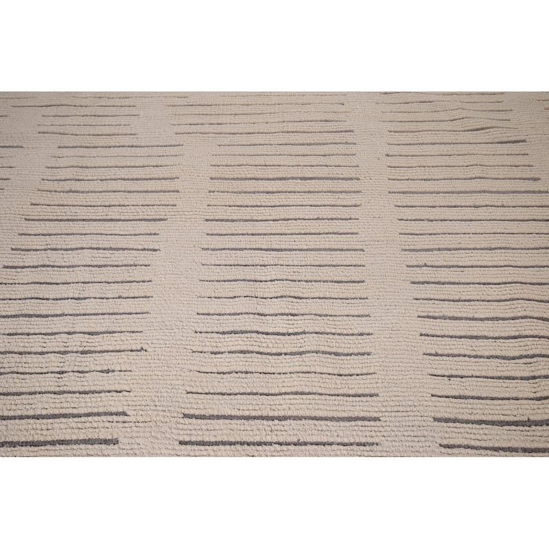 Earth Tone Moroccan Modern Area Rug Hand-Knotted Wool Carpet - 9'0" x 12'10"