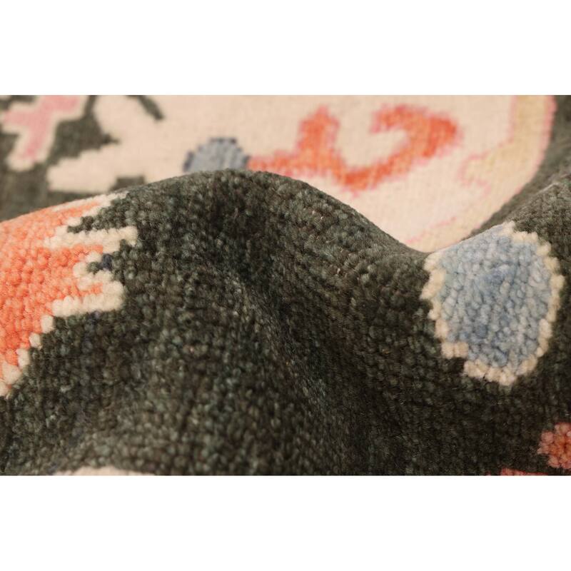 ECARPETGALLERY Hand-knotted Modern Oushak Dark Green Wool Rug - 8'8 x 11'11