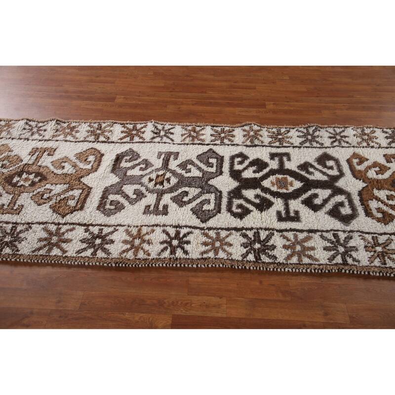Anatolian Tribal Turkish Runner Rug Handmade Wool Carpet - 3'5"x 11'0"