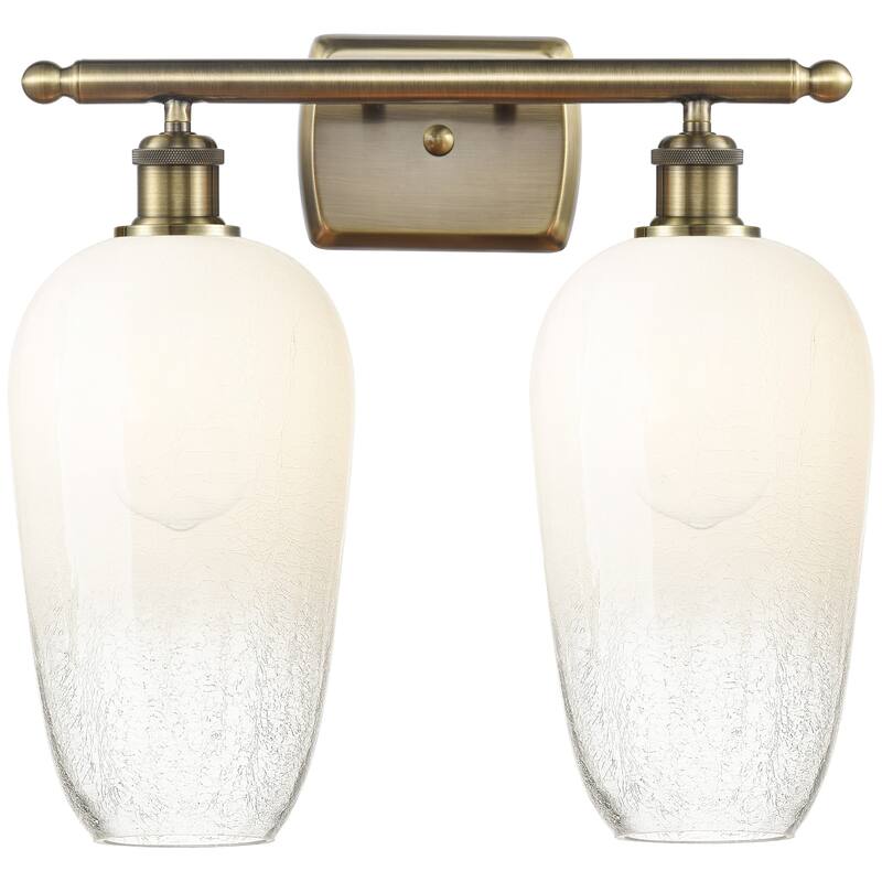 Innovations Lighting 516-2W-16-17 Brookhaven Flute Vanity Brookhaven - Antique Brass / Opal