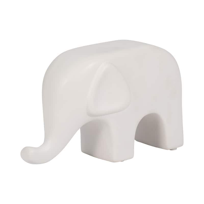 Sagebrook Home Stoneware Ceramic Elephant Figurine - Modern Minimalist Decorative Sculpture for Home and Office Decor