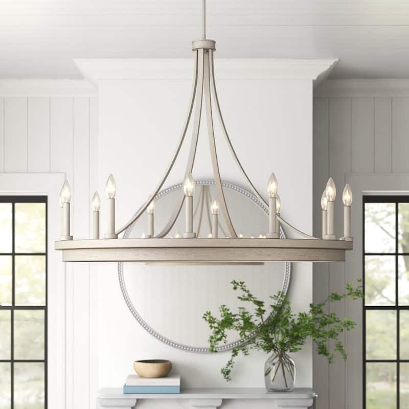 Acroma 12-light 40In Modern Farmhouse Large Empire Chandelier - Weathered Oak