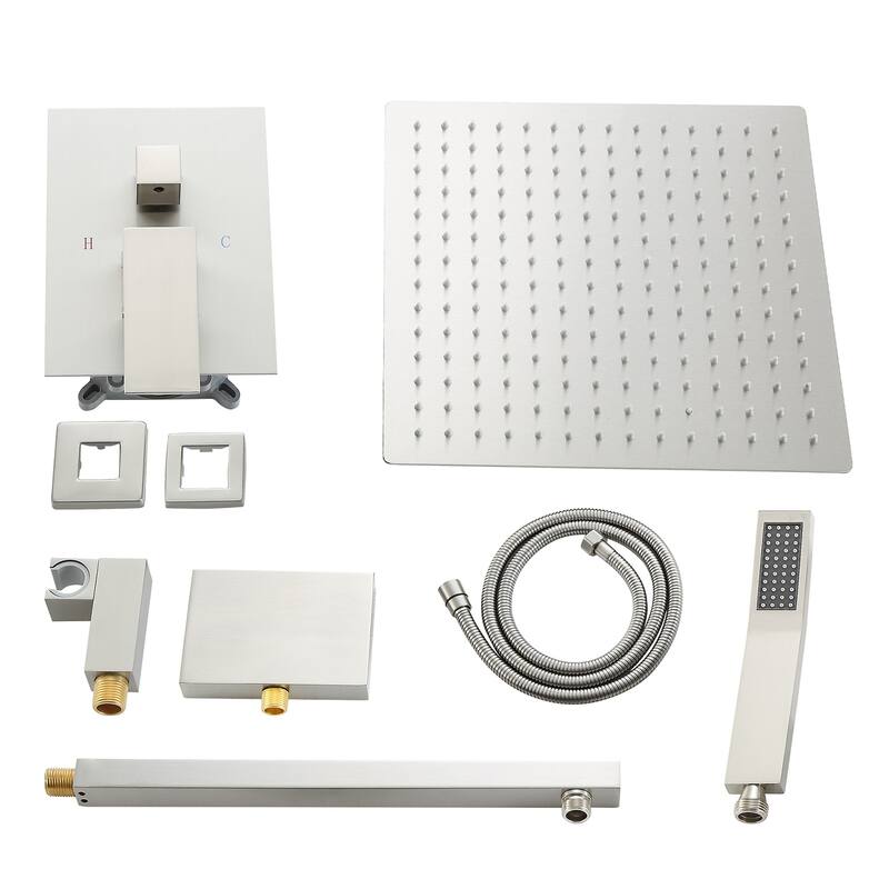 Topcraft 12-Inch Wall Mounted Square Shower System with Rough-in Valve - 12*12