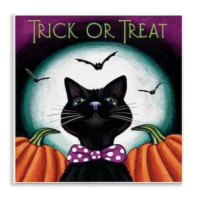 Stupell Trick Or Treat Cat Wall Plaque Art Design By Elizabeth Tyndall