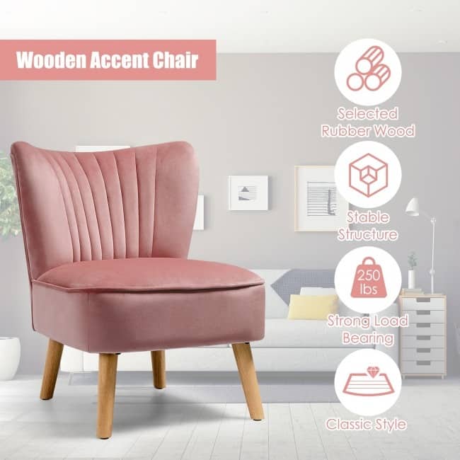 Armless Accent Chair Modern Velvet Leisure Chair - 21.5" x 27" x 28.5" (L x W x H)