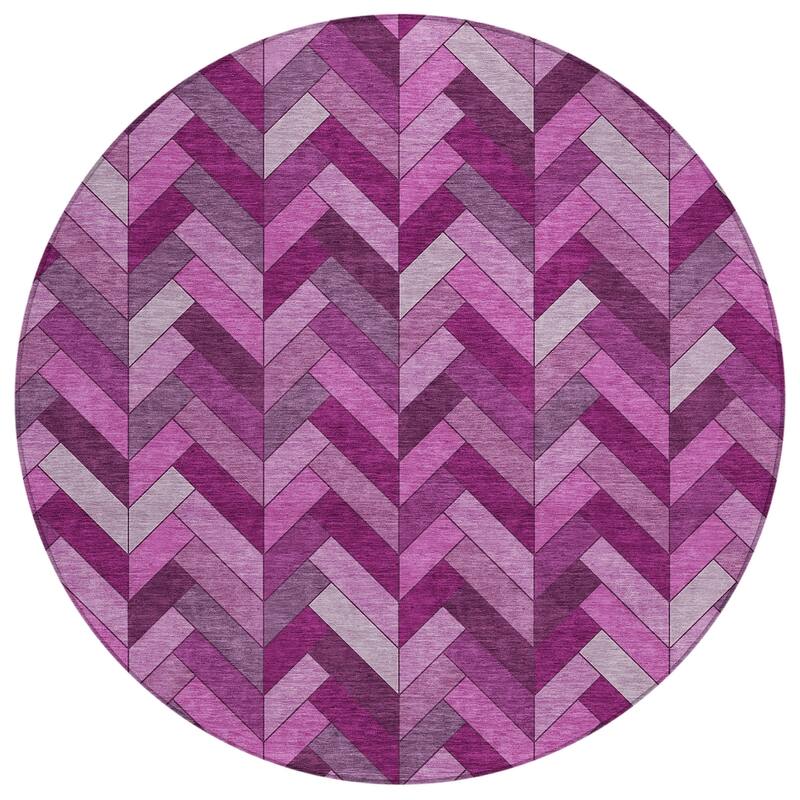 Machine Washable Indoor/ Outdoor Modern Chevron Chantille Rug