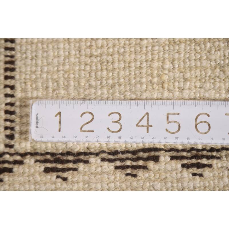 Tribal Beige Plush Anatolian Turkish Runner Rug Handmade Wool Carpet - 3'7"x 11'2"