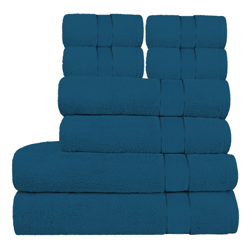 Superior Absorbent Zero Twist Cotton Bath Towel | 8Piece Set | 600 GSM | 4 Washcloths, 2 Hand Towels, 2 Bath Towels 27''X54''