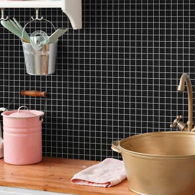 Merola Tile Metro 1" Square Matte Black 10-3/4" x 11-3/4" Porcelain Floor and Wall Tile