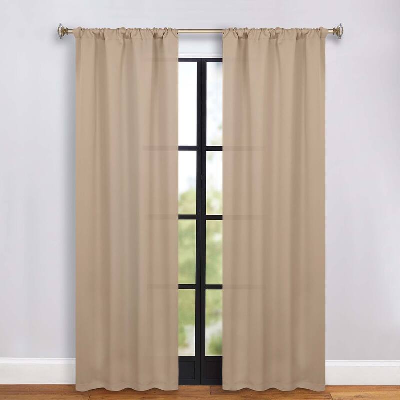 Superior Solid Machine Washable Room Darkening Semi-Blackout Curtains, Set of 2