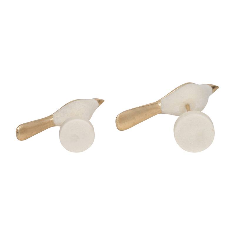 Exquisite Bird Figurine Sculpture - Set of 2, 12", White - 12.0"