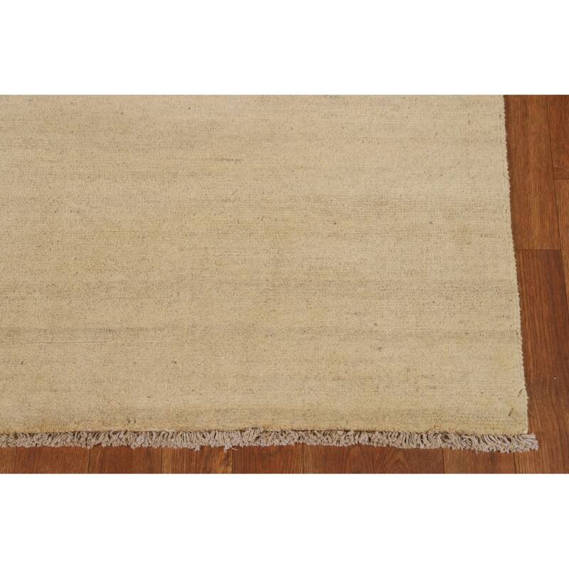 Modern Beige Gabbeh Oriental Foyer Rug Hand-Knotted Wool Carpet - 2'9"x 3'11"