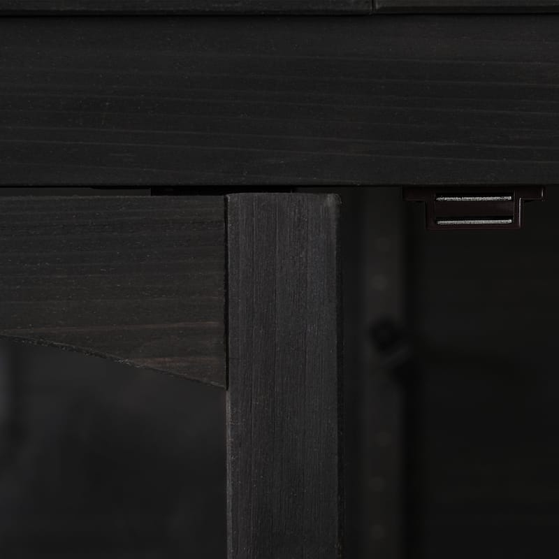 Outdoor Black Wooden Greenhouse with 4 Independent Skylights and 2 Folding Middle Shelves