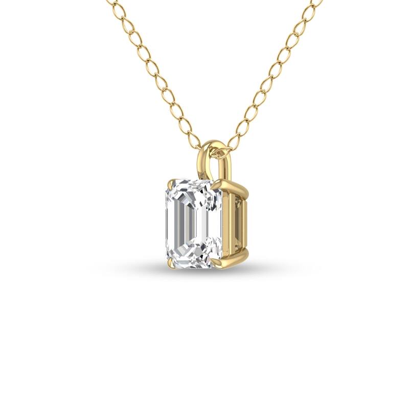 Marquee Lab Grown 1/4 Carat Emerald Solitaire Diamond Pendant in 14K Yellow Gold