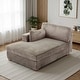 preview thumbnail 142 of 150, 42" W Plush Corduroy Upholstered Chaise Lounge Sleeper for Living
