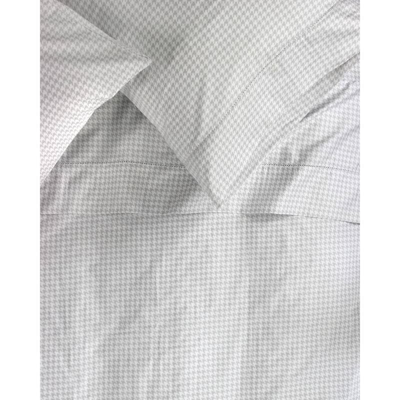 Melange Pick Gray Printed Cotton Collection 400 Thread Count Sheet Set - Full - Houndstooth Grey