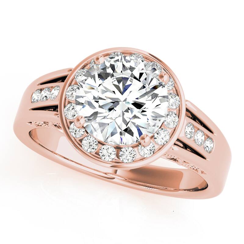 Auriya 14k Rose Gold Lab Grown Round Diamond Halo Engagement Ring 0.50 to 5.00 ct. tw. (F-G VS) - 5.00 ct. center - 7