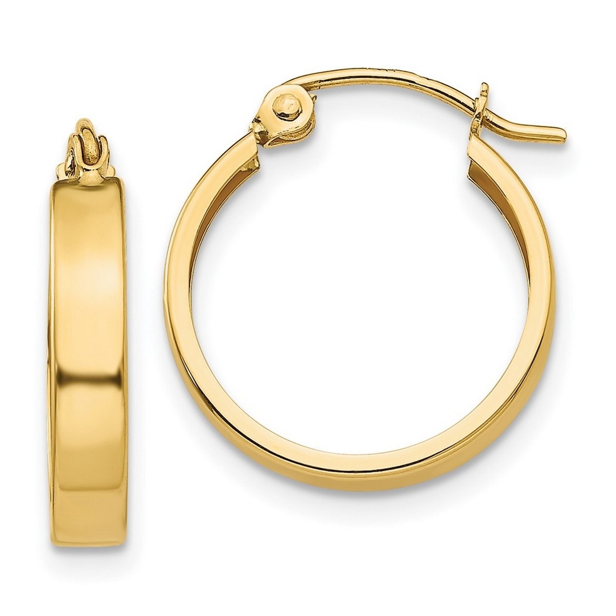 Curata 14k Yellow Gold Polished 3x16mm Squared Tube Hoop Earrings