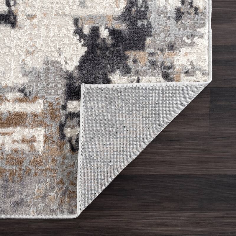 Abani Dune Contemporary Warm Grey Distressed Indoor Area Rug