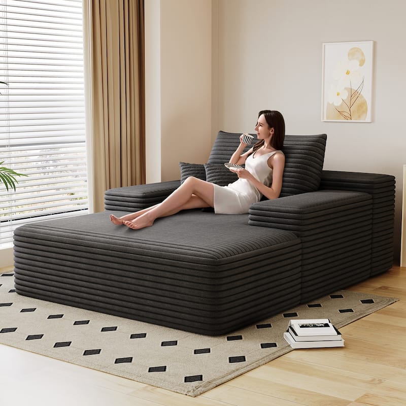 51.2″ Corduroy 2-Seater Cloud Sofa with 600 lb Capacity & Ergonomic Pillows, No Assembly