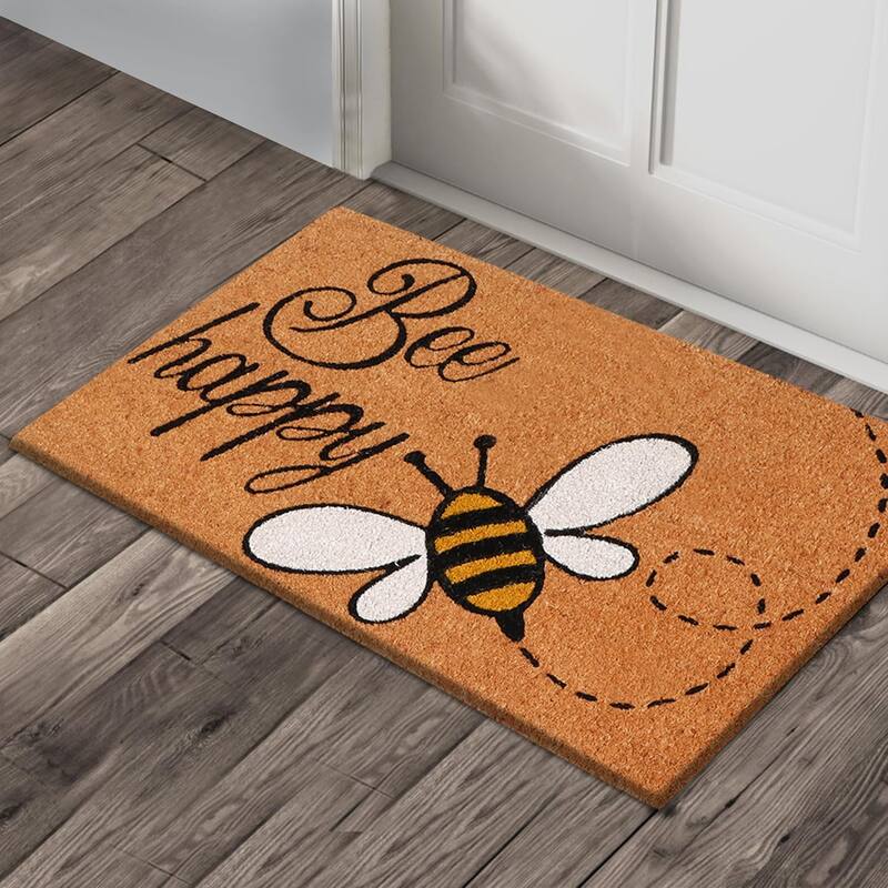 A1HC Natural Coco Coir Door Mat with Heavy Duty Non-Slip PVC Backing - 18" x 30" - Easy to Clean