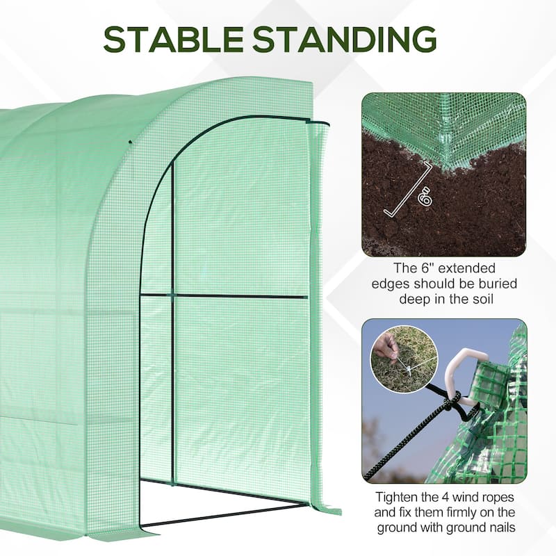 Outsunny 10' x 5' x 7' Outdoor Walk-In Greenhouse, Plant Nursery with Zippered Doors, PE Cover and 3-Tier Shelves