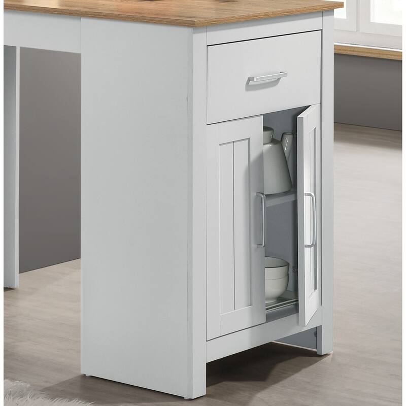 Alonzo 47" Oak and White Small Space Counter Height Dining Table with Cabinet and Drawer Storage