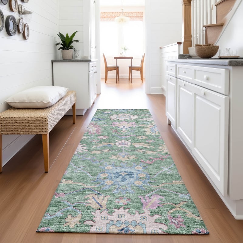 Premium Washable Super Soft Traditional Farmhouse Mayfield Rug - Sage - 2'3" x 7'6"