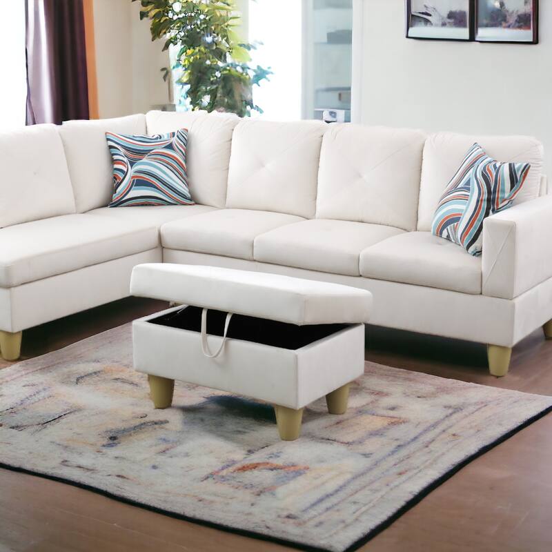 KISRAIS 28.5" Wide Upholstered Storage Ottoman
