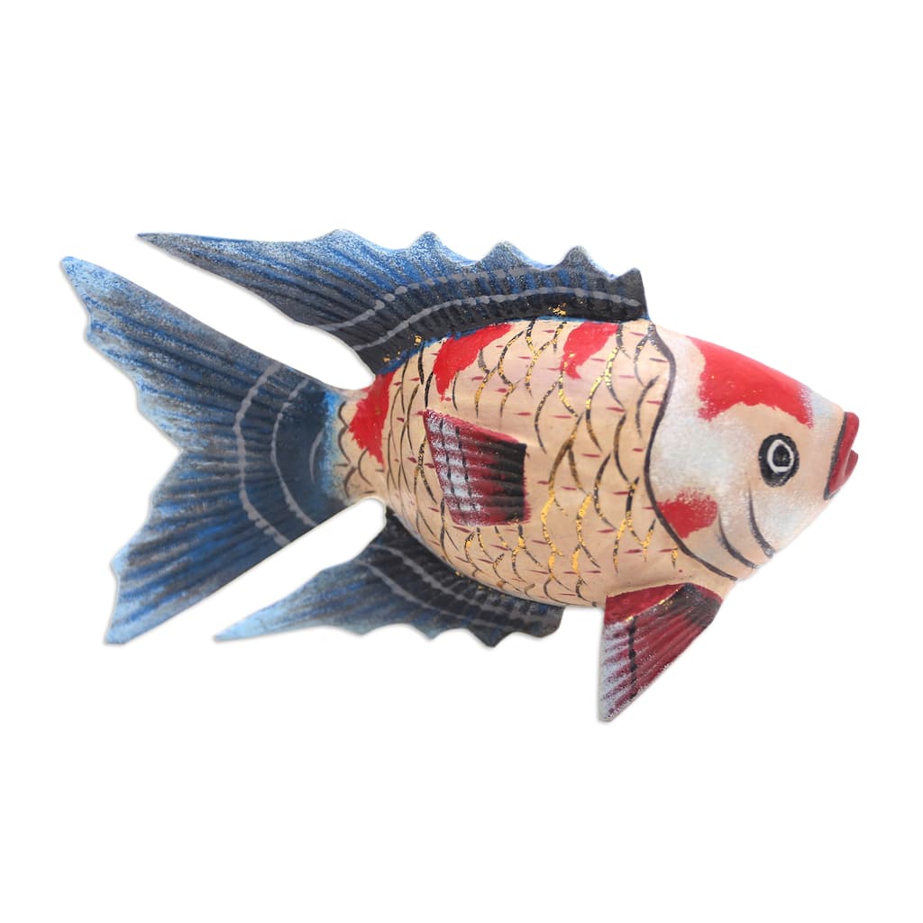 Novica Handmade Queen Koi Wood Statuette