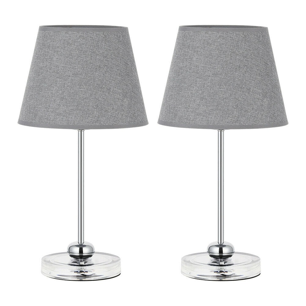 Oumilen Modern Bedside Lamp Sets with Acrylic Base Silver 2