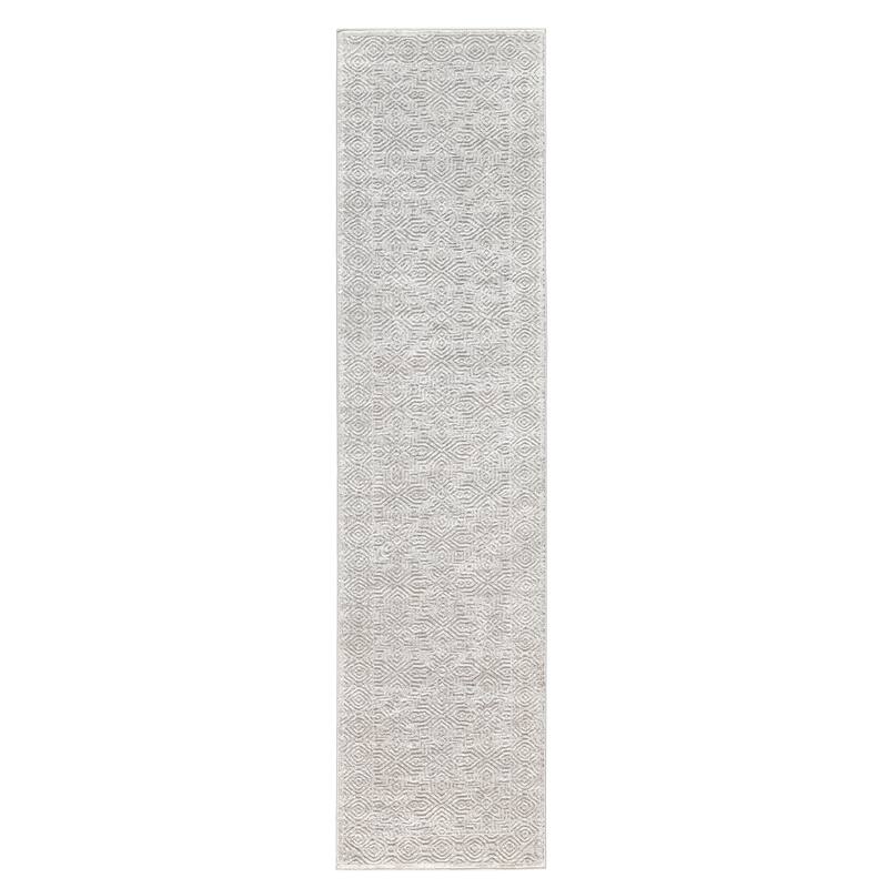TOWN & COUNTRY LUXE Maya Medallion Tile Neutral Indoor Area Rug with High-Low Texture