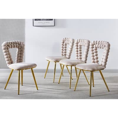 Modern Chair(set of 4 ) with Iron Tube Legs, Soft Cushions and Comfortable Backrest, Suitable for Dining Room, Living Room