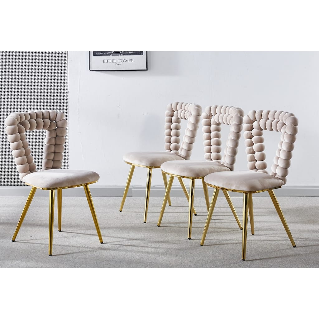 Modern chair(set of 4 )with Iron Tube Legs,Soft Cushions and Comfortable Backrest,Suitable for Dining Room,Living Room