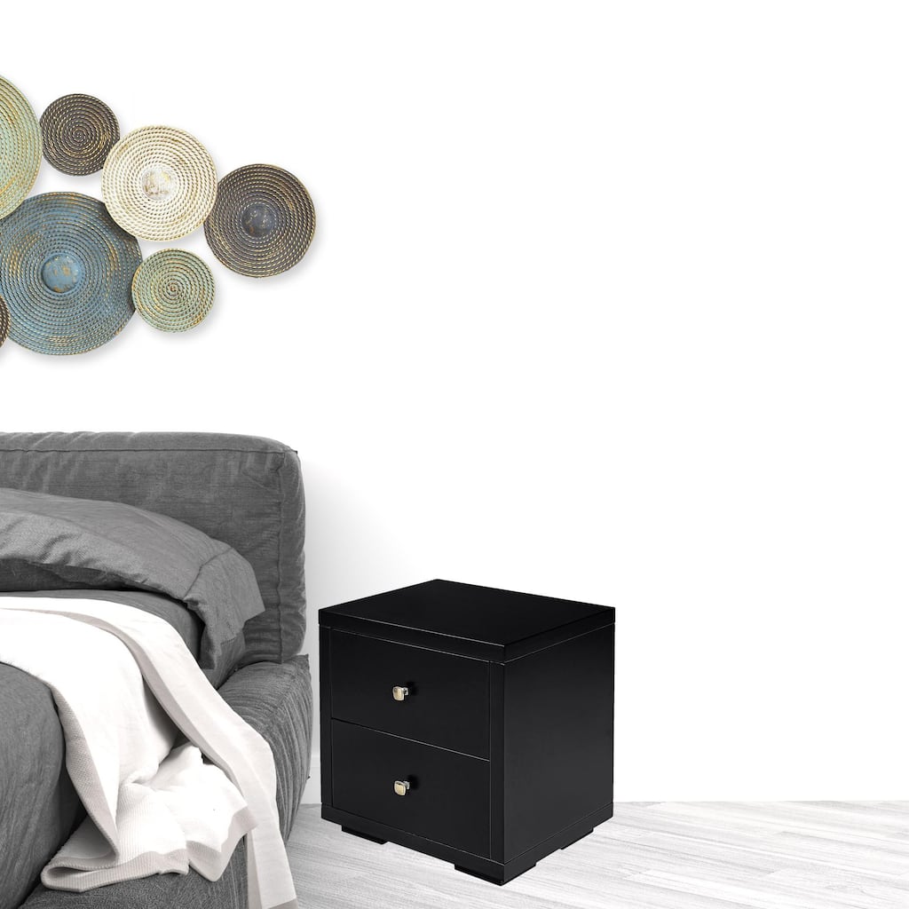 HomeRoots 19" Black Two Drawer Nightstand