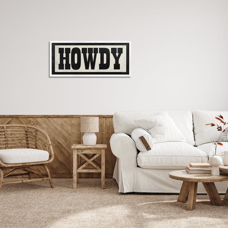 Stupell Vintage Howdy Sign Framed Giclee Art Design By Susan Ball