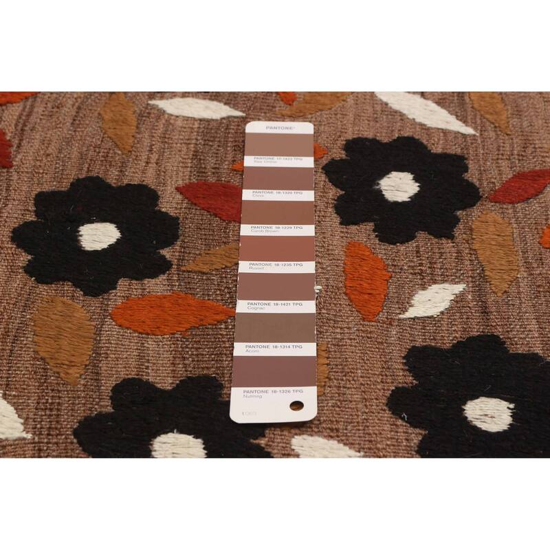 ECARPETGALLERY Flat-Weave Ankara FW Brown Silk, Wool Kilim - 6'11 x 9'2