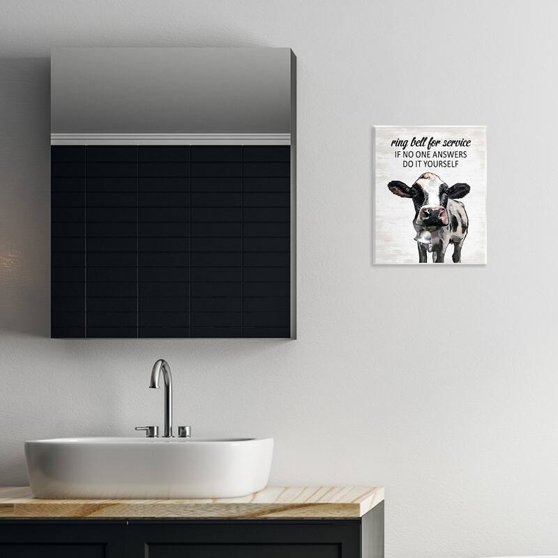 Stupell Laundry Service Cow Wall Plaque Art Design By Lettered and Lined