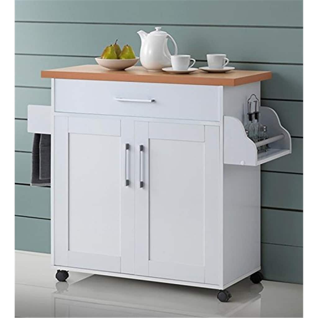 Kitchen Cart with Drawer & Rack - Rolling Storage Cart for Kitchen, Pantry, Island - Antique Accents Design
