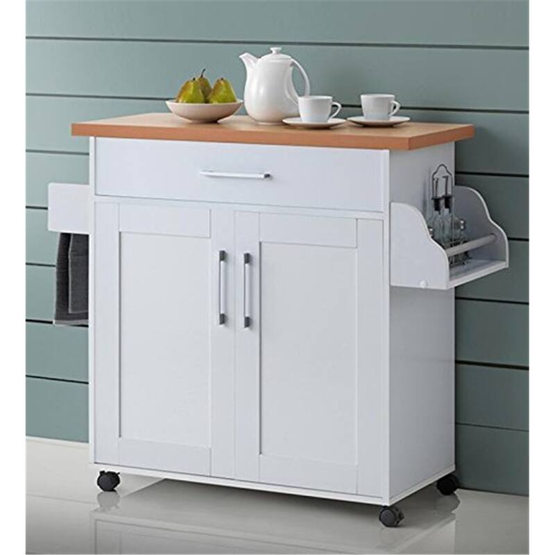 Kitchen Cart with Drawer & Rack - Rolling Storage Cart for Kitchen, Pantry, Island - Antique Accents Design