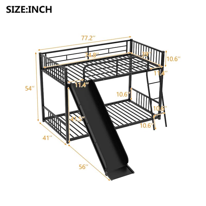 Merax Metal Twin over Twin Bunk Bed with Slide