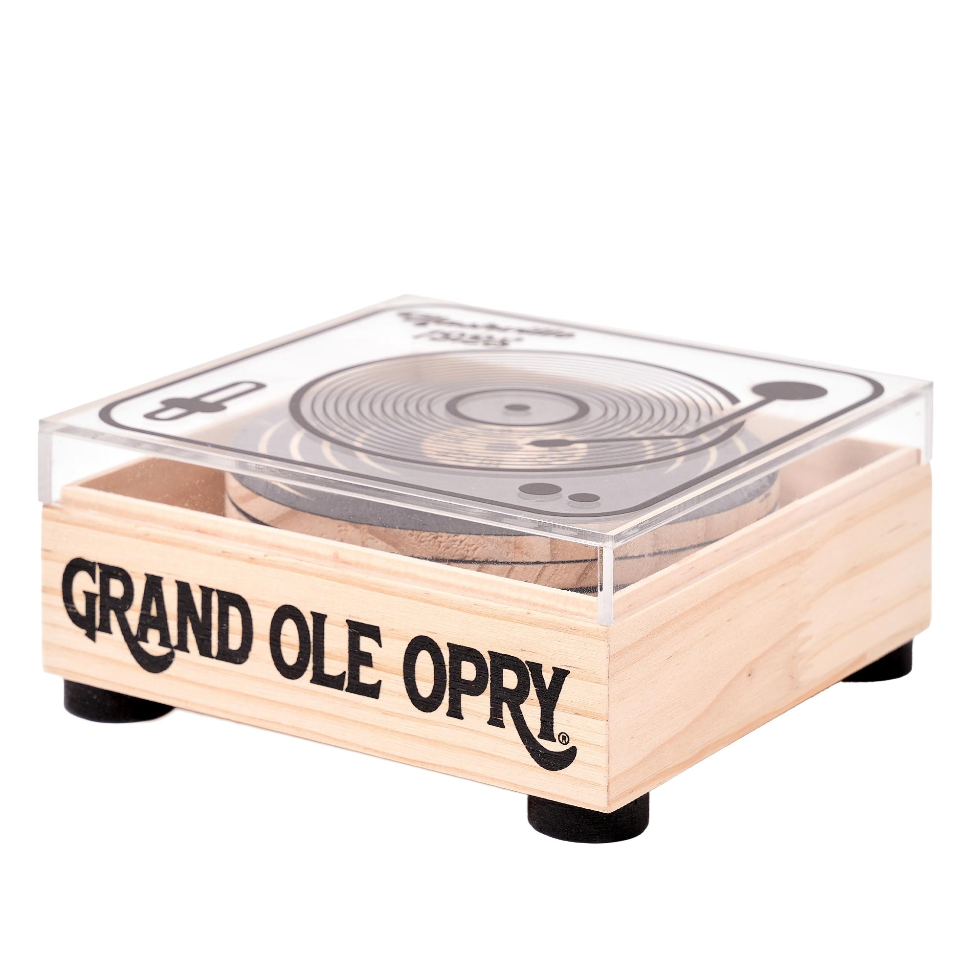 American Art Decor Grand Ole Opry Nashville 1925 Vinyl Record Wooden Coaster Set of 6
