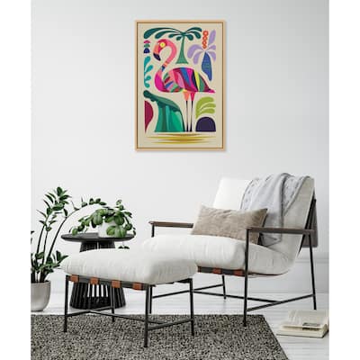 Kate and Laurel Sylvie MCM Flamingo Framed Canvas by Rachel Lee