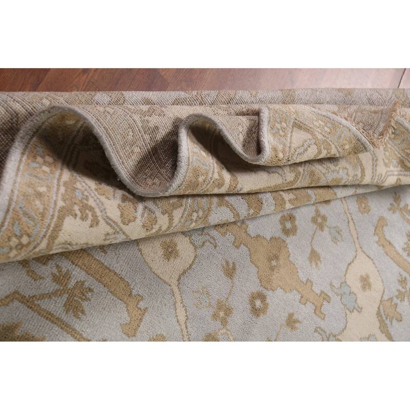 Grey Transitional Oushak Indian Area Rug Handmade Wool Carpet - 8'1"x 9'11"