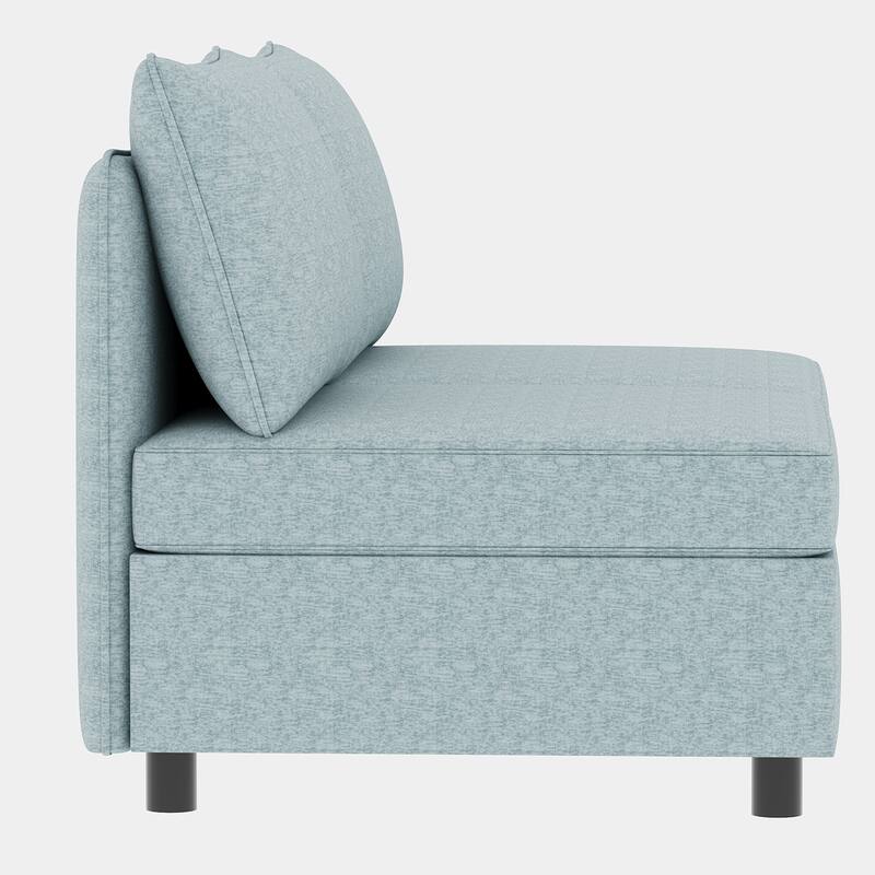 Blue 129'' Convertible 8-Seat Modular Sectional Sofa with Storage Ottoman, Comfortable Sleeper Options