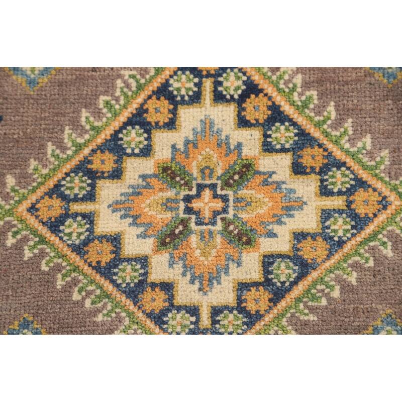 Brown Kazak Oriental Accent Rug Handmade Wool Carpet - 2'8" x 4'0"
