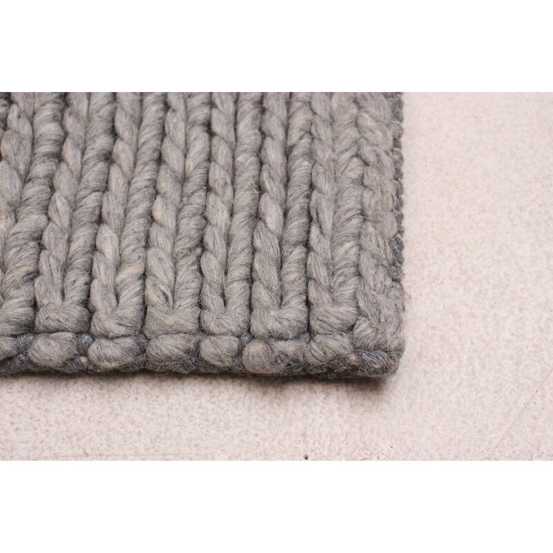 ECARPETGALLERY Braid weave Sienna Grey Wool Rug - 1'11 x 9'3